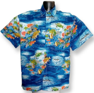 Ocean Reef Hawaiian Shirt- Made in USA by High Seas of 100% Cotton